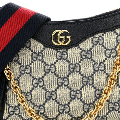 Gucci GG Supreme Monogram Textured Dollar Calfskin Web Small Ophidia GG Handbag Beige Blue 8 of 11