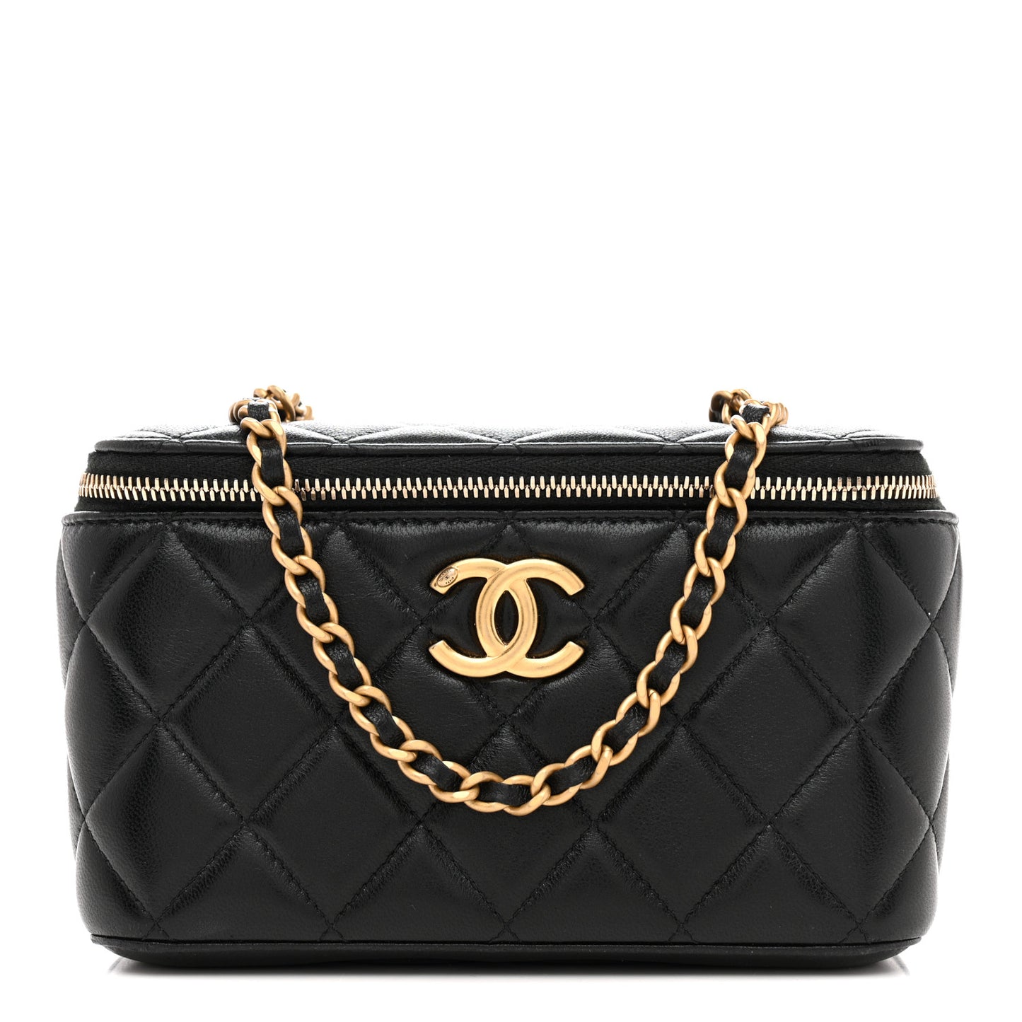 Lambskin Quilted Small CC Vanity Case Black