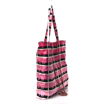 Chanel Caviar Fabric Quilted Foldable Tote With Chain Pink Multicolor 5 of 17