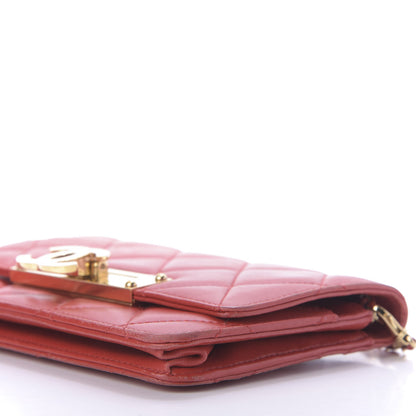 Chanel Lambskin Quilted Golden Class Wallet on Chain WOC Red 7 of 11