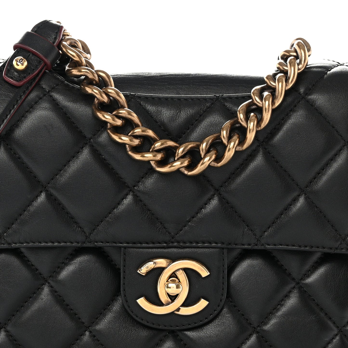 Calfskin Quilted Large Perfect Edge Flap Black