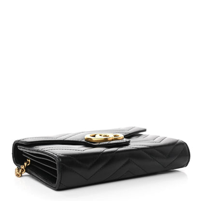Gucci Calfskin Matelasse GG Marmont Chain Wallet Black 4 of 13