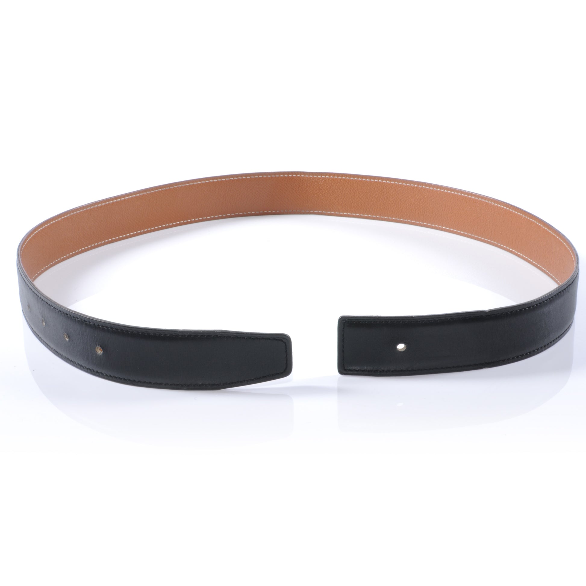 Hermes Box Courchevel Reversible Belt Strap Noir and Gold 75 1 of 4