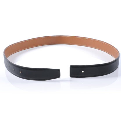 Hermes Box Courchevel Reversible Belt Strap Noir and Gold 75 1 of 4