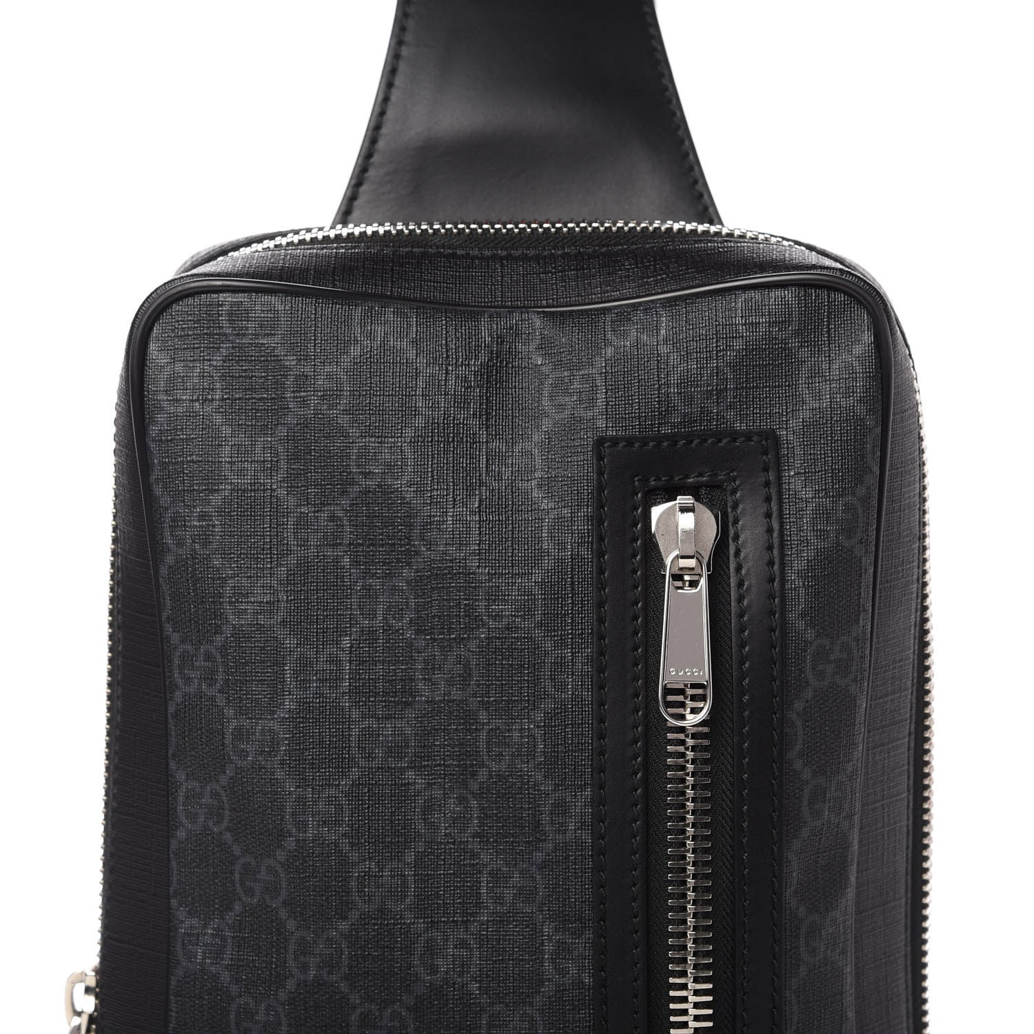 Gucci GG Supreme Monogram Web Belt Bag Black Grey 10 of 11