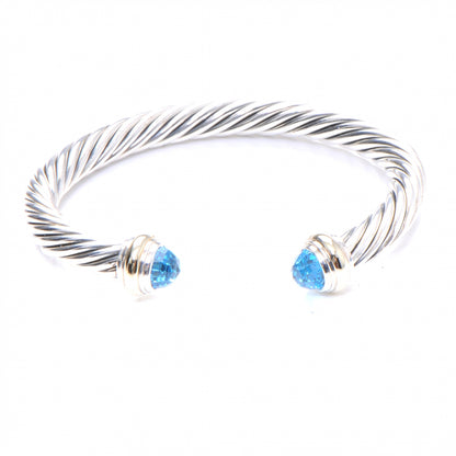 David Yurman Sterling Silver and 14k Gold Topaz Cable Cuff 1 of 7