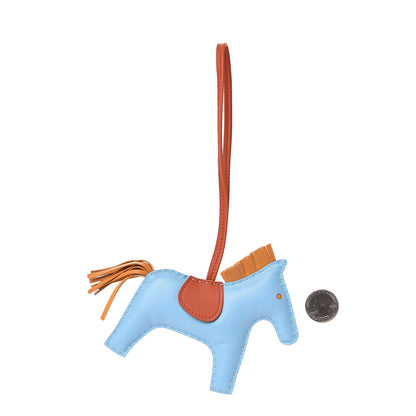 Hermes Milo Lambskin Grigri Rodeo Horse Bag Charm MM Celeste Naturel Bouton D'Or Cornaline 2 of 4