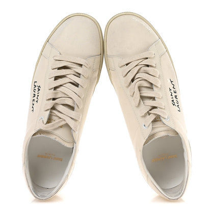 Saint Laurent Distressed Canvas Court Classic Sneakers 41 Panna 2 of 8