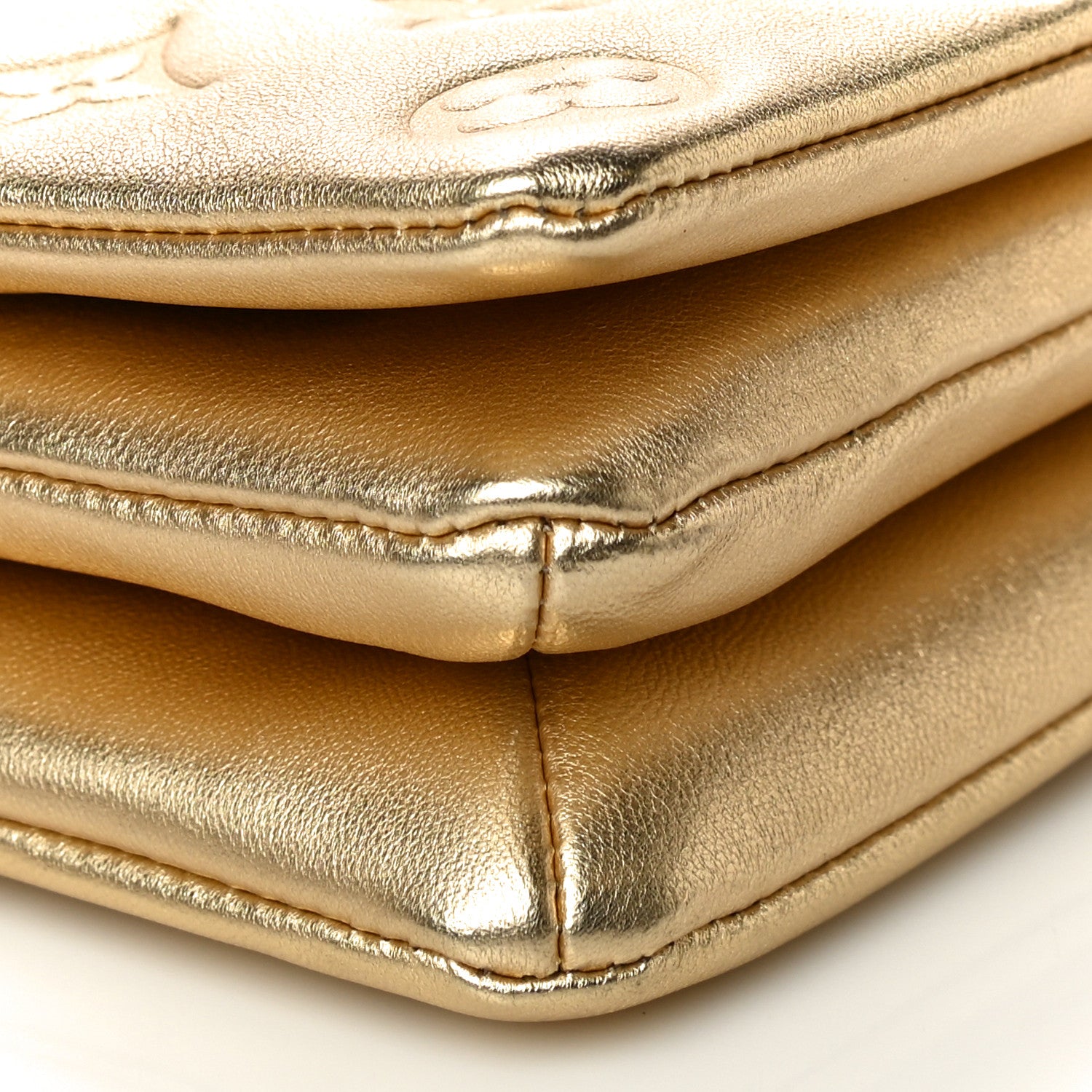 Louis Vuitton Metallic Lambskin Embossed Monogram Pochette Coussin Gold 8 of 9