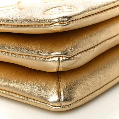 Louis Vuitton Metallic Lambskin Embossed Monogram Pochette Coussin Gold 8 of 9