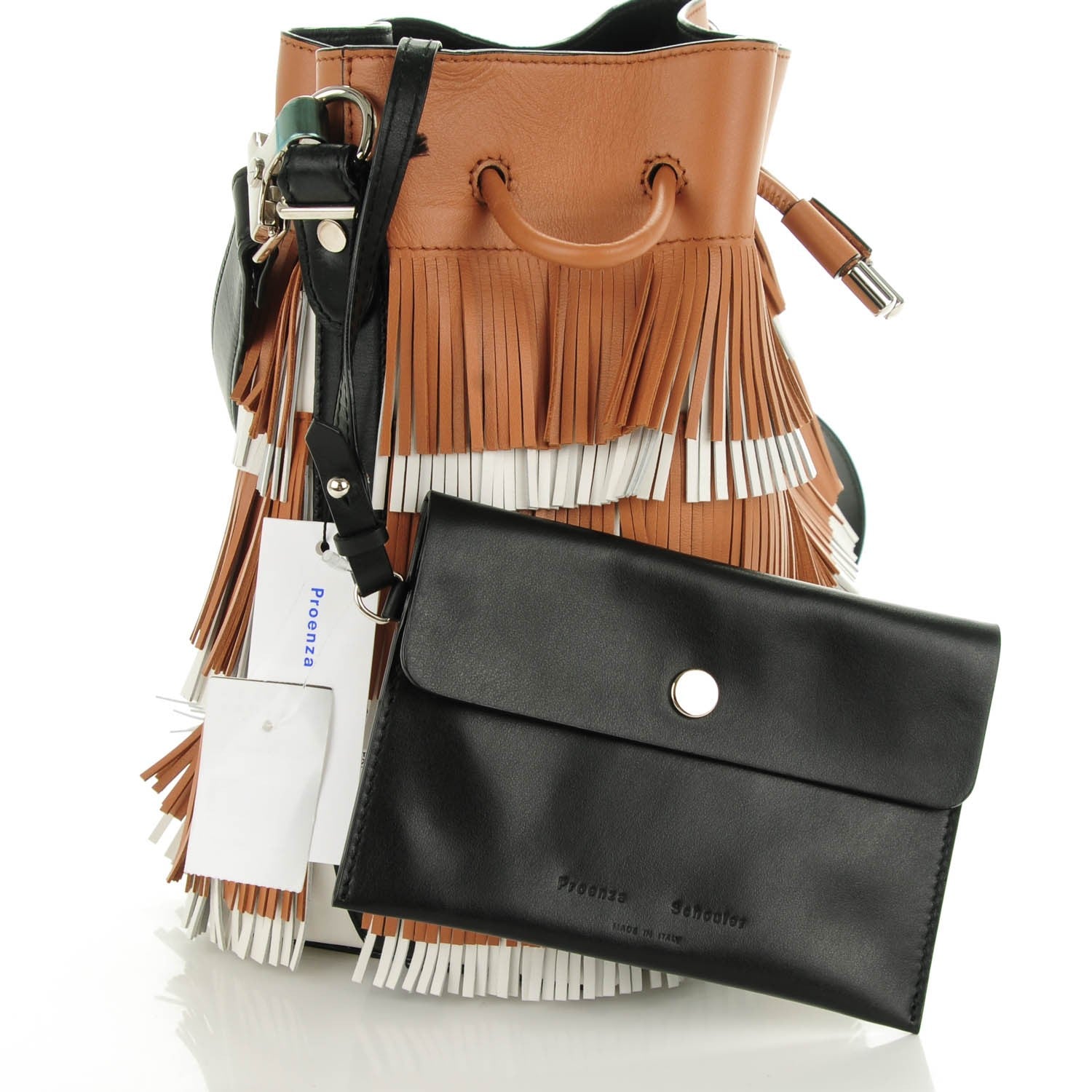 Proenza Schouler Calfskin Medium Fringe Bucket Bag Dune White 6 of 9