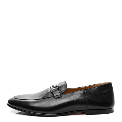Hermes Goatskin Mens Tenor Mocassin Loafers 43 Black 1 of 11