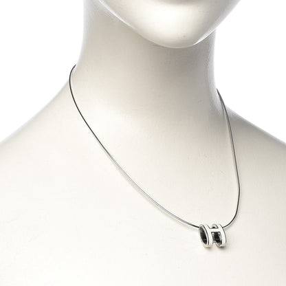 Hermes Lacquered Palladium Pop H Pendant Necklace White 2 of 5