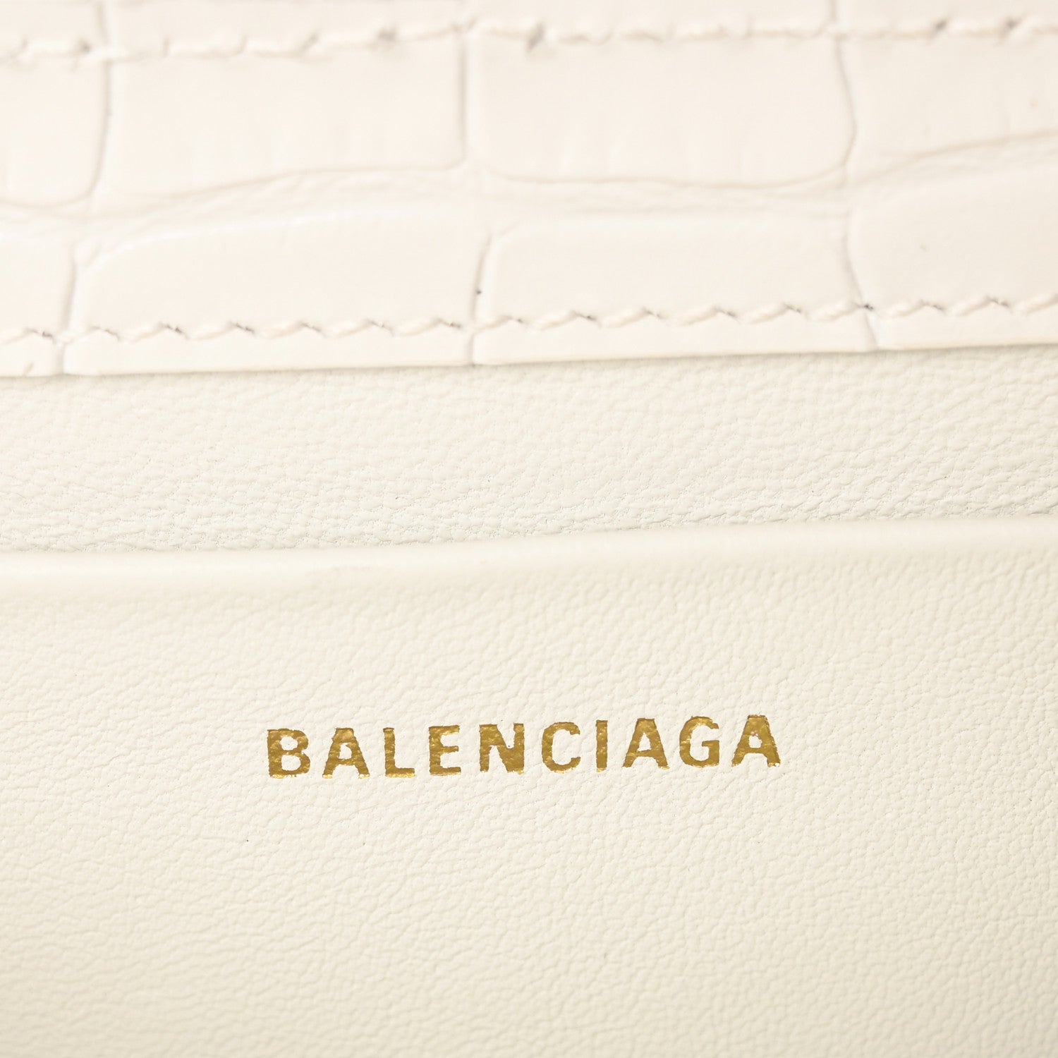 Balenciaga Shiny Super Supple Calfskin Crocodile Embossed Small XX Flap Stretch Bag White 6 of 9