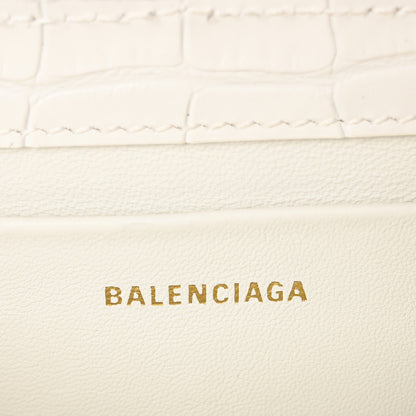 Balenciaga Shiny Super Supple Calfskin Crocodile Embossed Small XX Flap Stretch Bag White 6 of 9