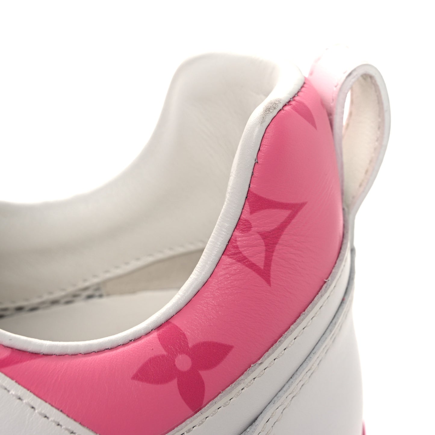 Calfskin Monogram Run Away Sneakers 38.5 White Pink