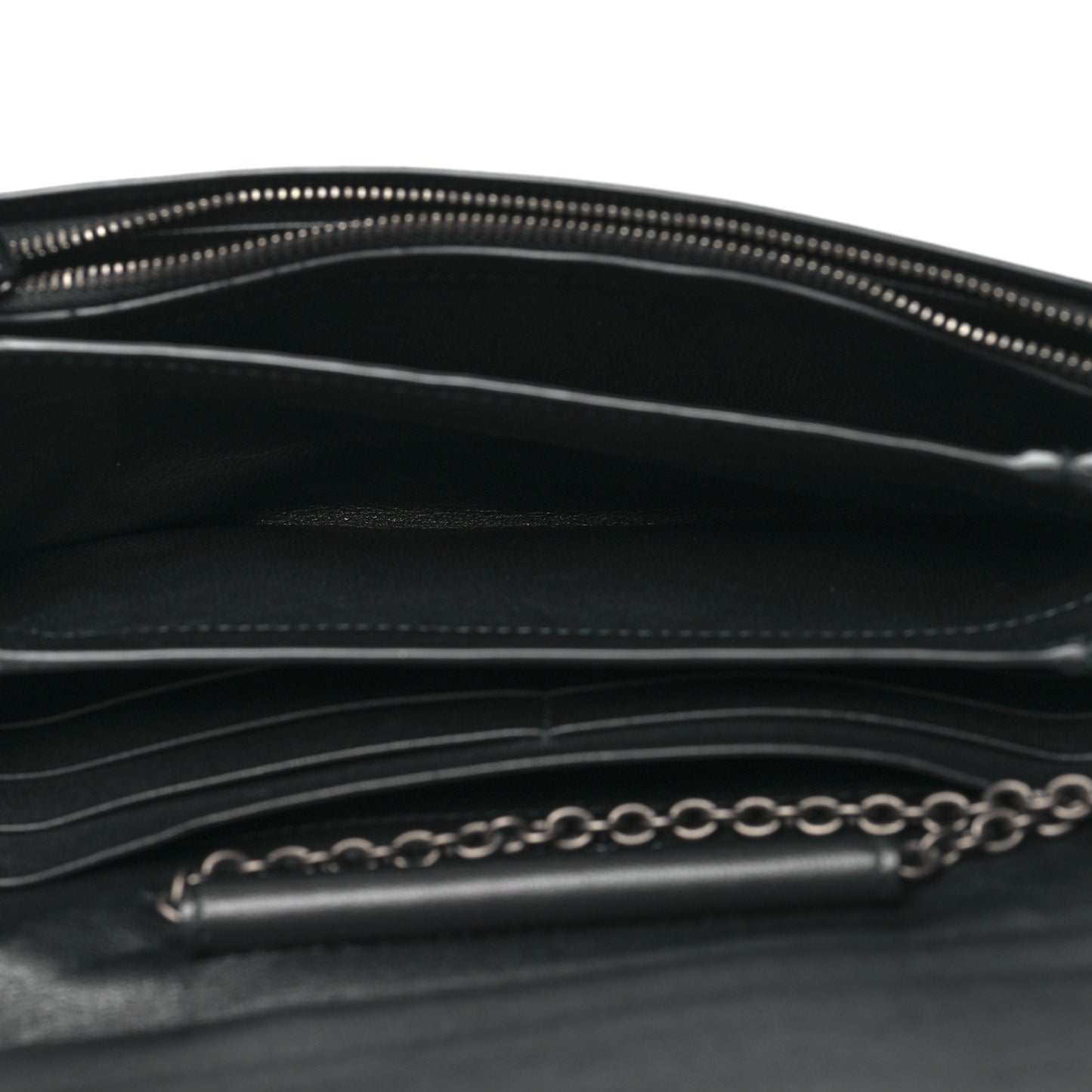 Metallic Nappa Intrecciato Chain Wallet Gold