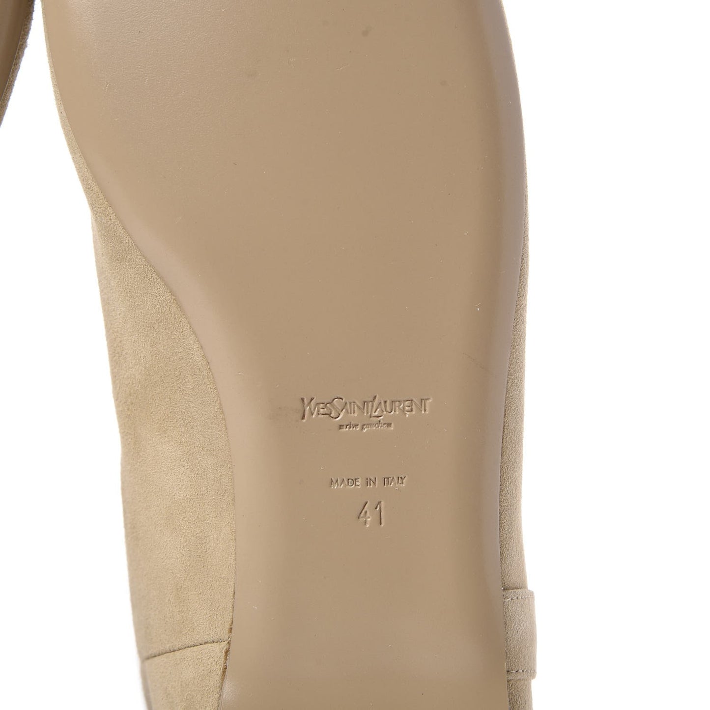 Suede Knee High Flat Boots 41 Beige