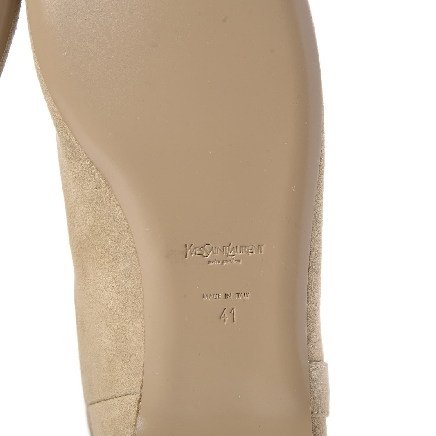 Saint Laurent Suede Knee High Flat Boots 41 Beige 8 of 13