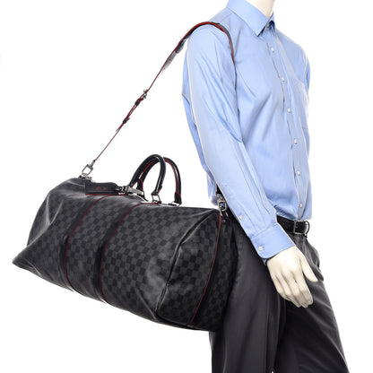 Louis Vuitton Damier Graphite Keepall Bandouliere 55 Rouge 2 of 21