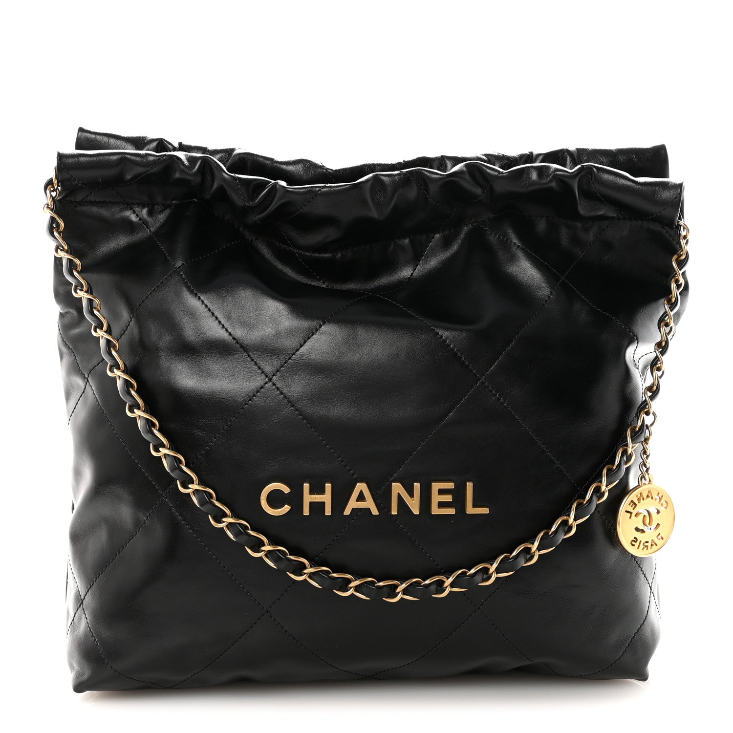 Chanel Shiny Calfskin Quilted Small Chanel 22 Black 1 of 11