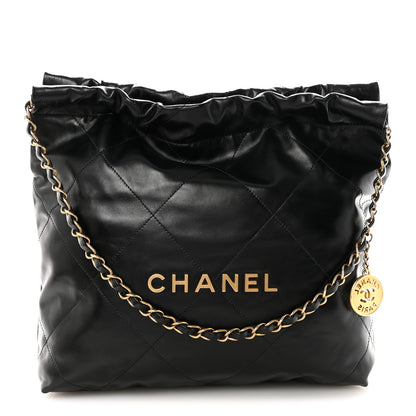Chanel Shiny Calfskin Quilted Small Chanel 22 Black 1 of 11