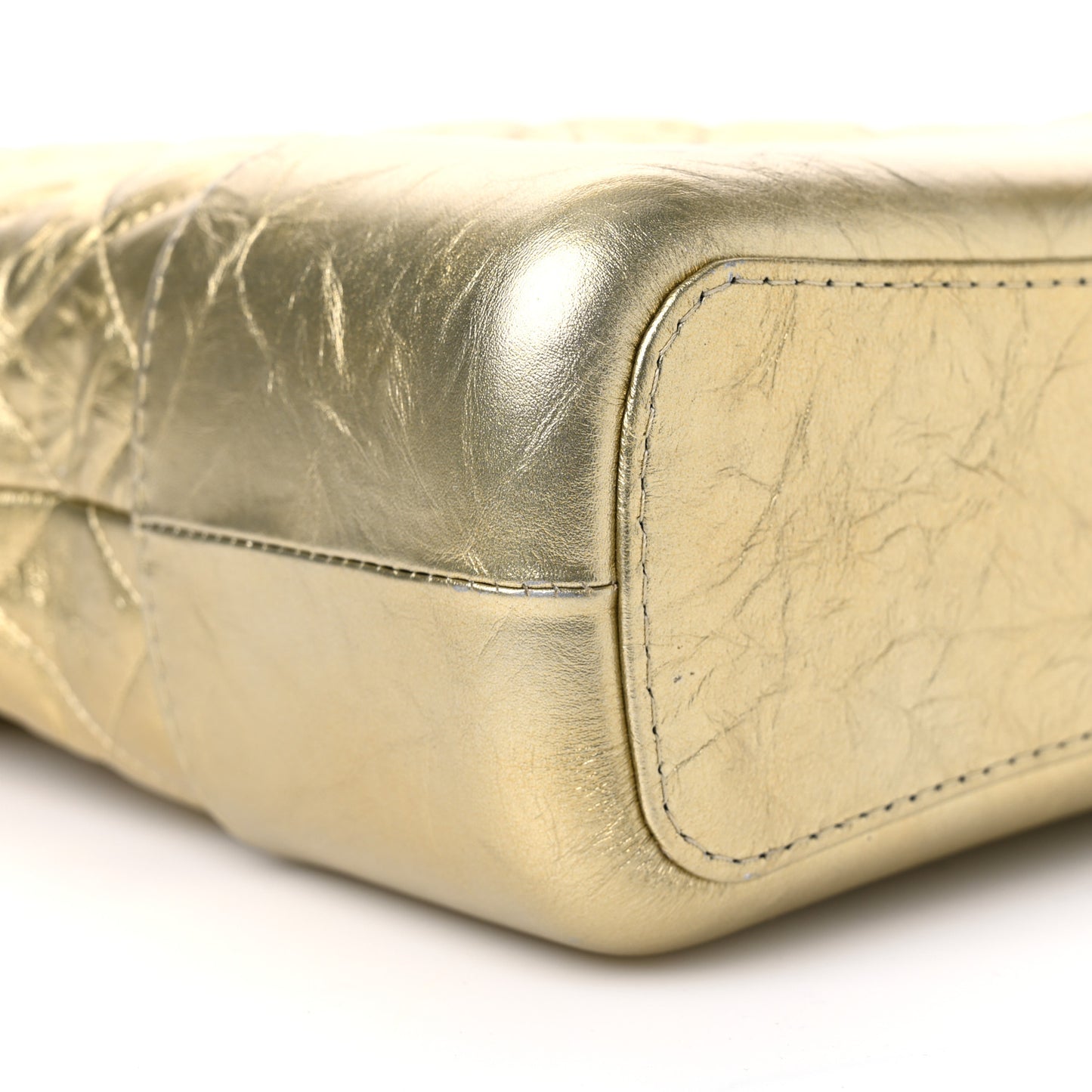 Metallic Aged Calfskin Quilted Medium Gabrielle Gold