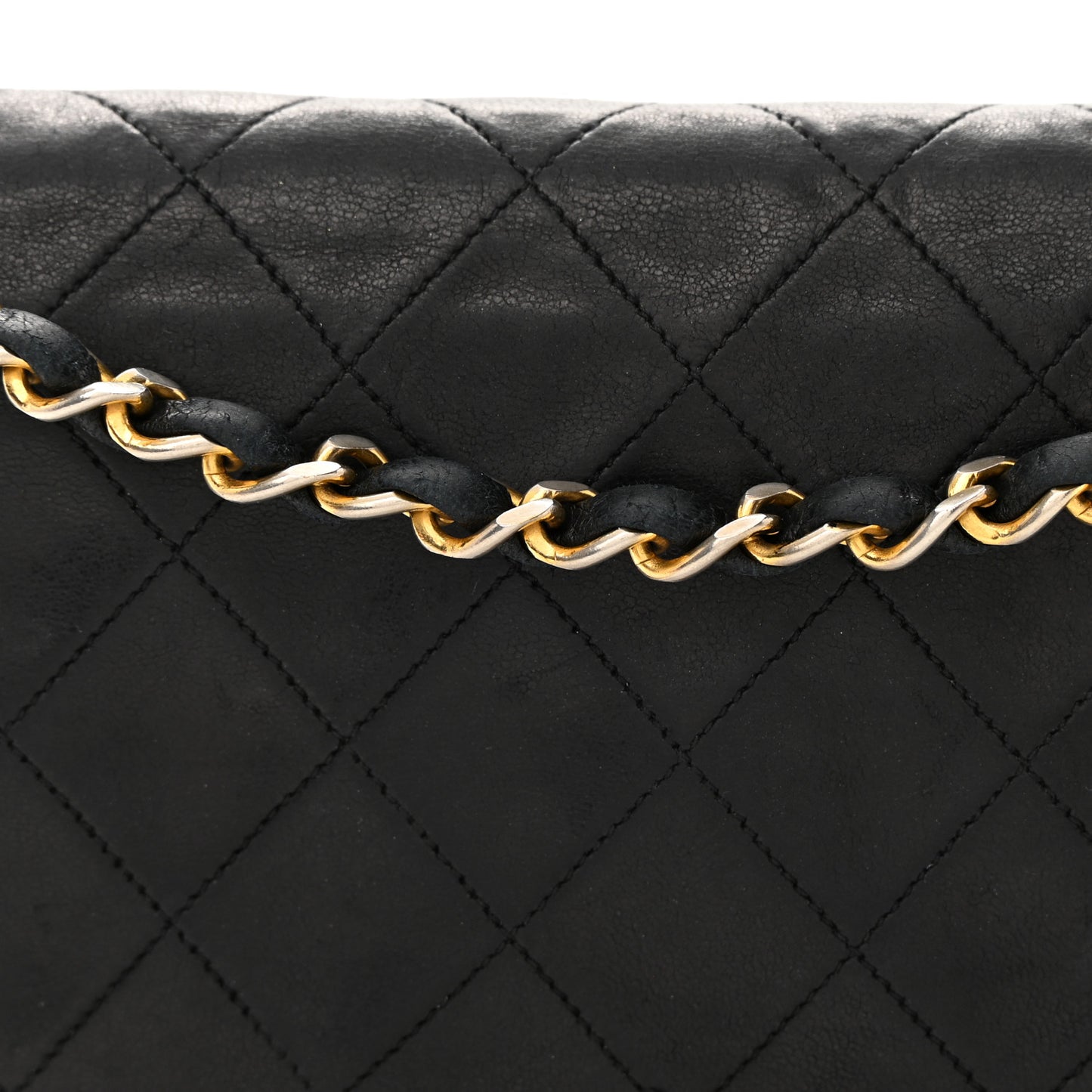 Lambskin Quilted Medium Double Flap Black