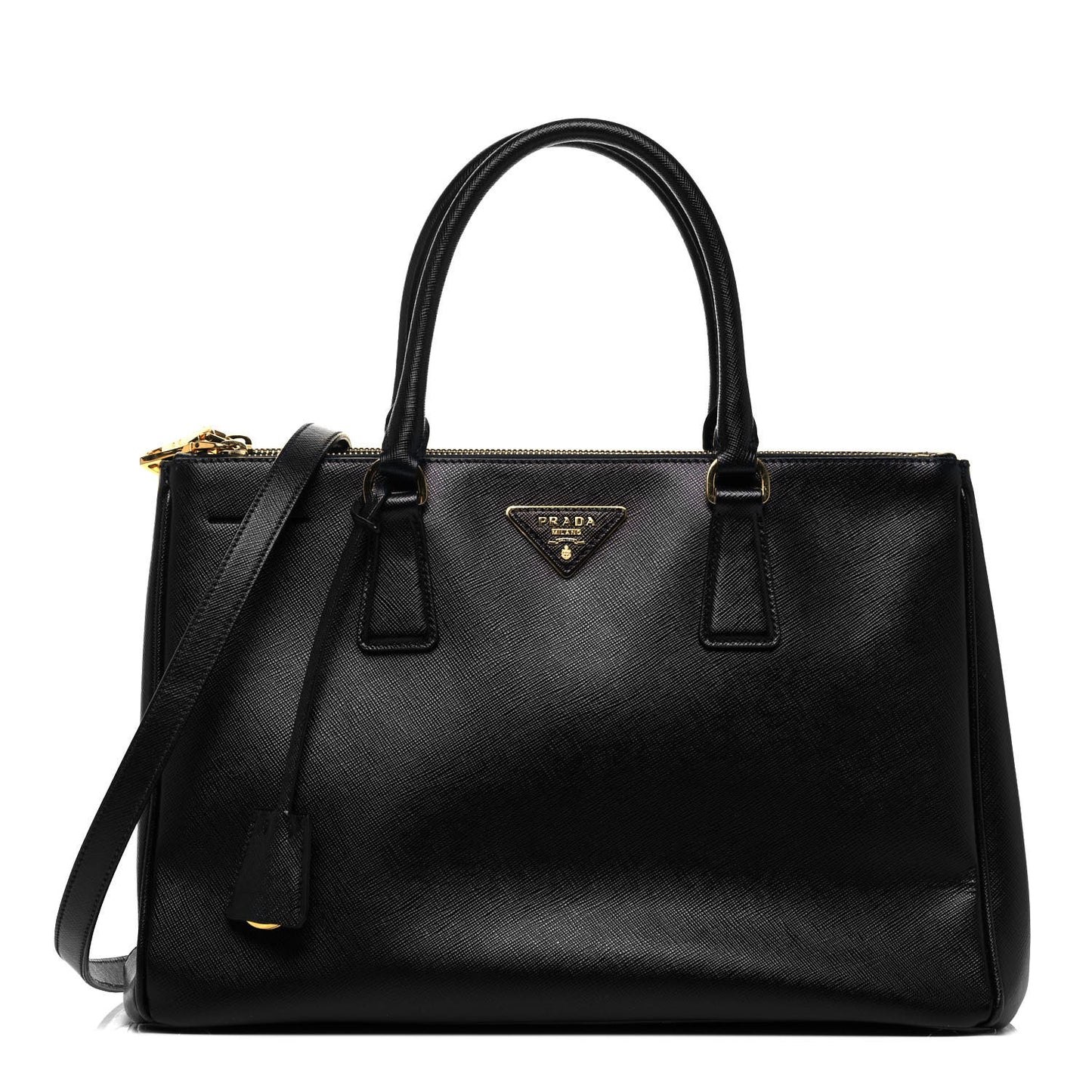 Saffiano Medium Galleria Double Zip Tote Black