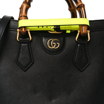 Gucci Calfskin Small Diana Tote Bag Black Yellow Fluo 8 of 12