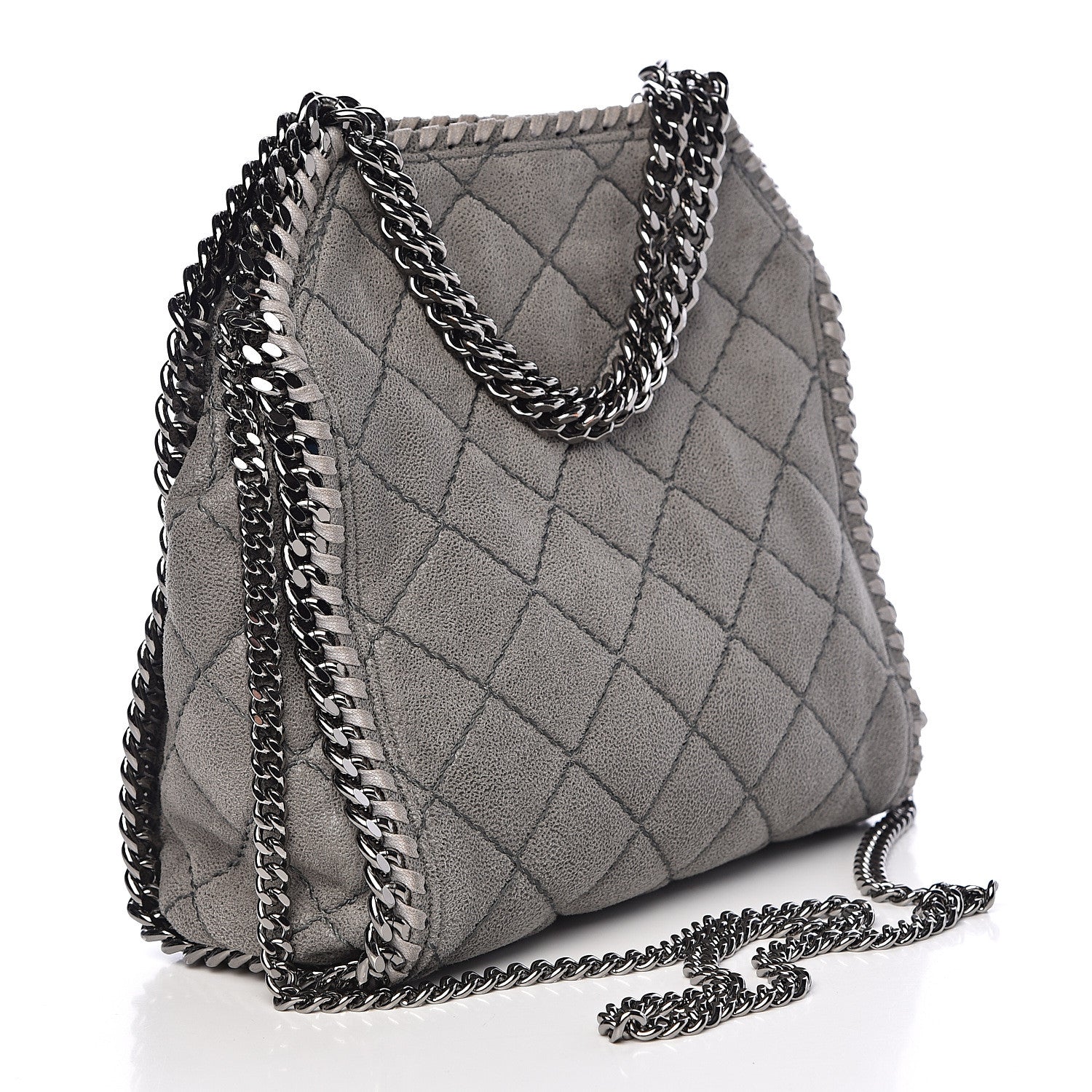 Stella McCartney Shaggy Deer Quilted Mini Falabella Tote Grey 4 of 12