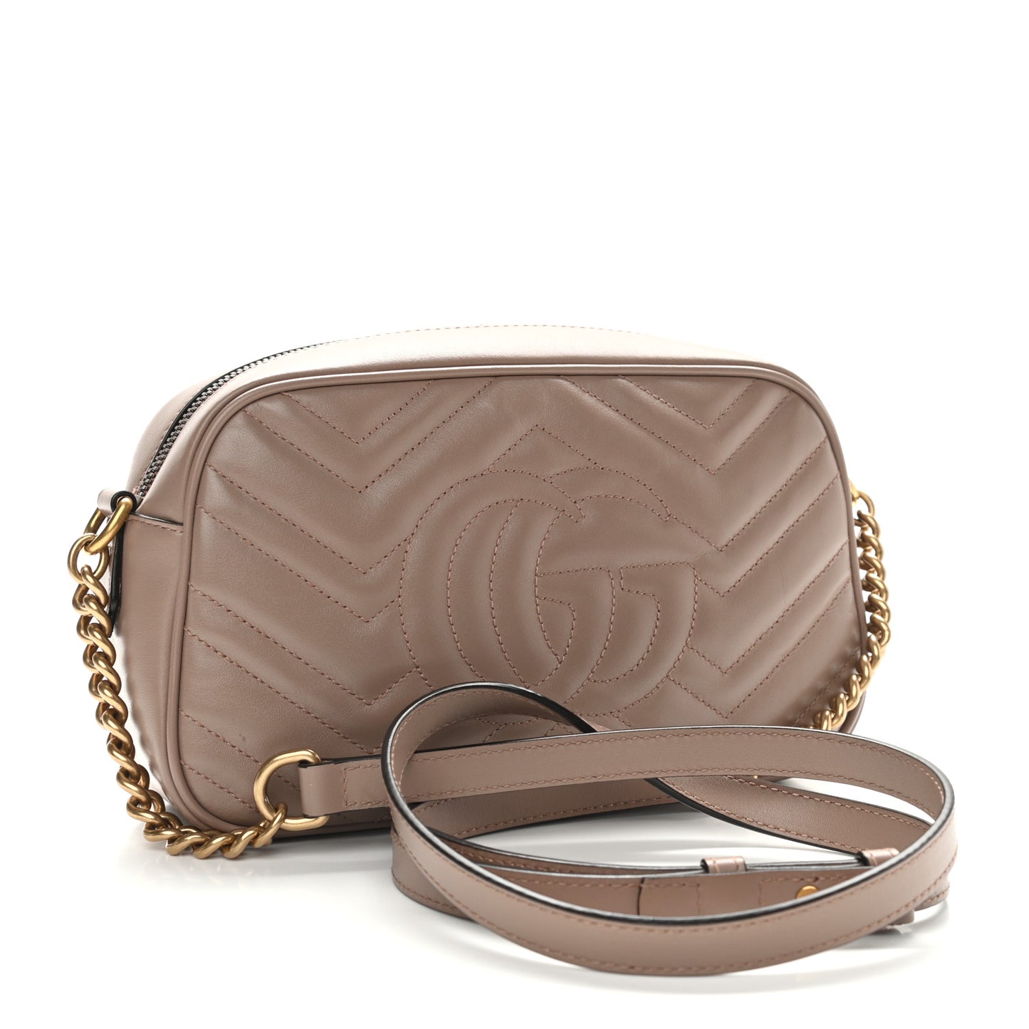 Calfskin Matelasse Small GG Marmont Chain Shoulder Bag Porcelain Rose