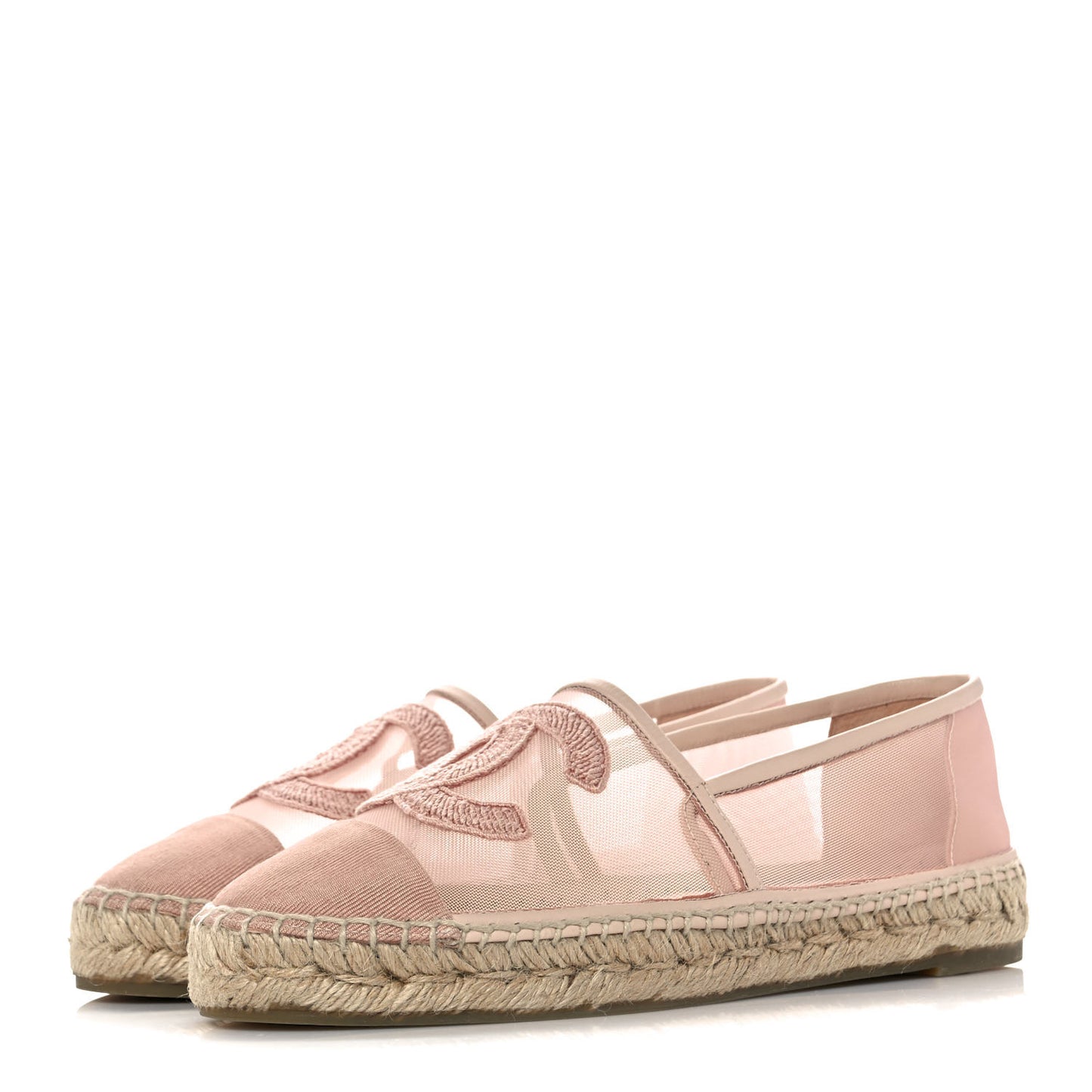 Mesh Grosgrain CC Espadrilles 39 Pink