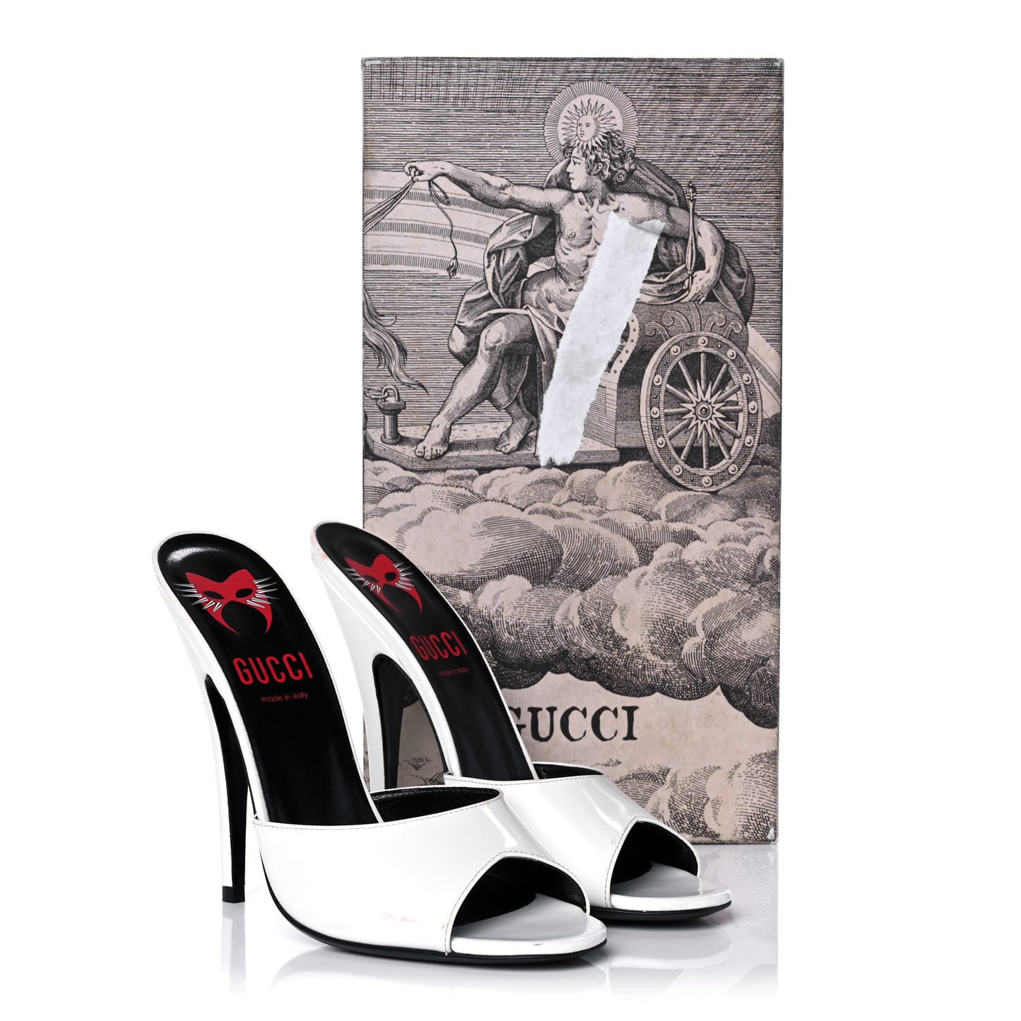 Polished Calfskin Scarlet High Heel Slide Sandals 38.5 Great White