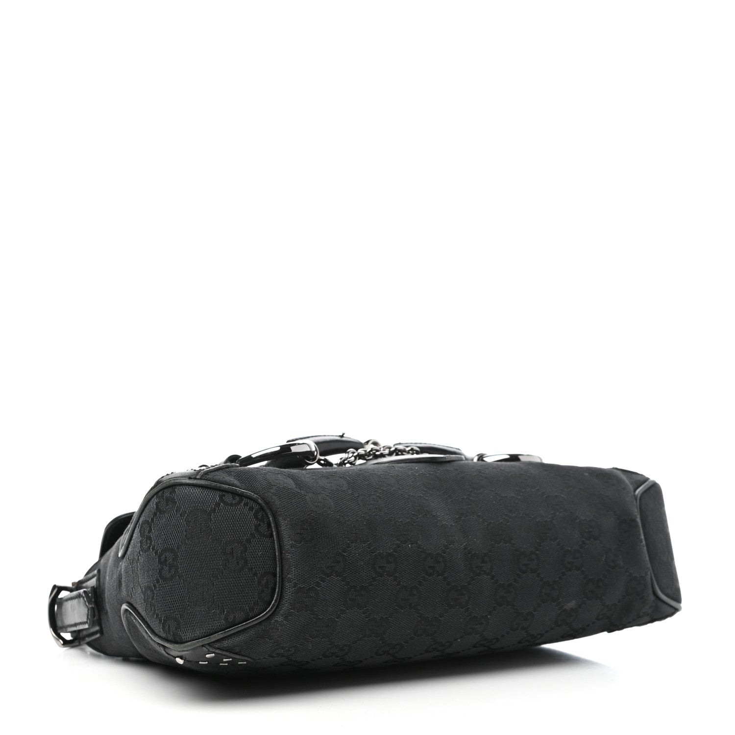 Gucci Monogram Horsebit Chain Flap Shoulder Bag Black 4 of 9