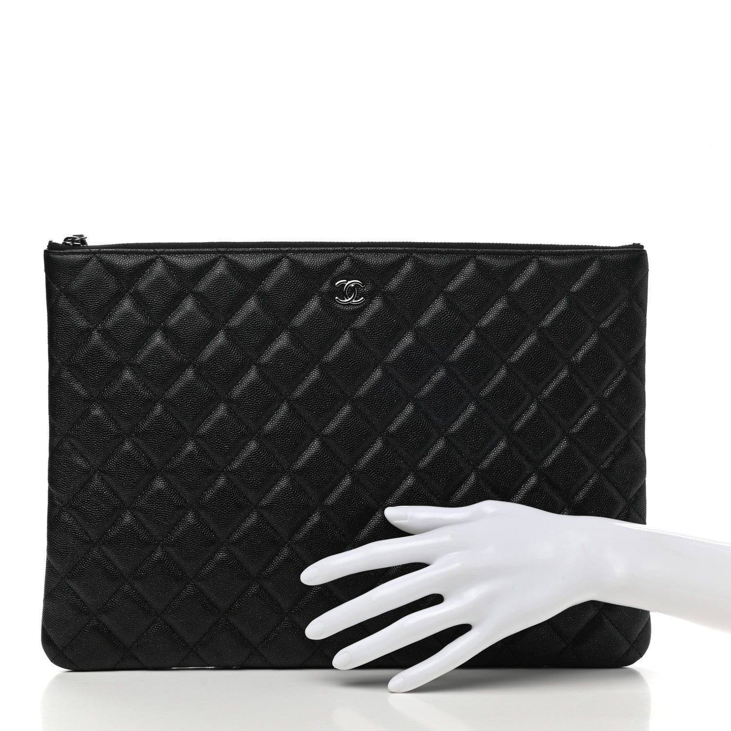 Chanel Iridescent Caviar Quilted Large Cosmetic Case Black 2 of 8