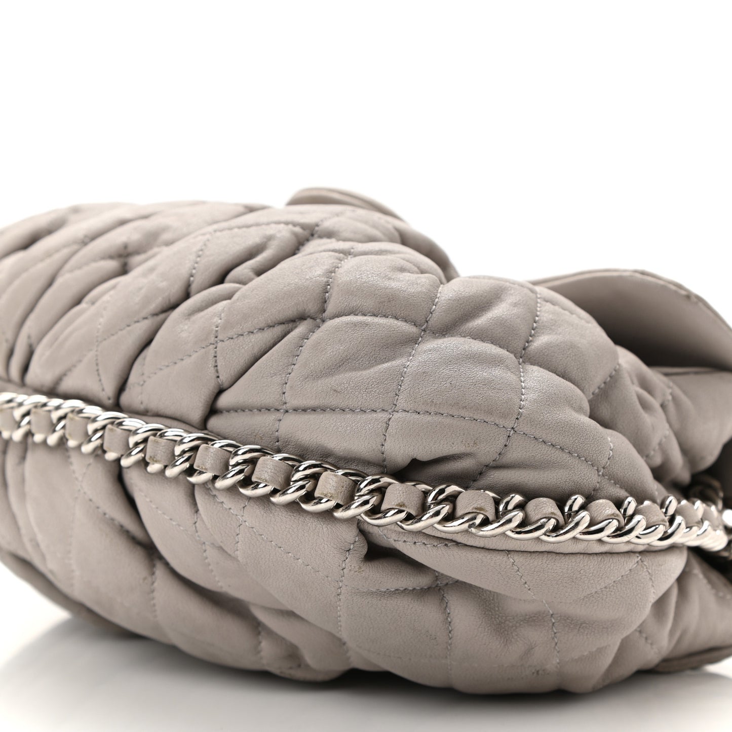 Washed Lambskin Quilted Medium Chain Around Flap Taupe
