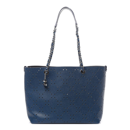 Chanel Perforated Grained Calfskin Small Shopping Tote Navy 3 of 9
