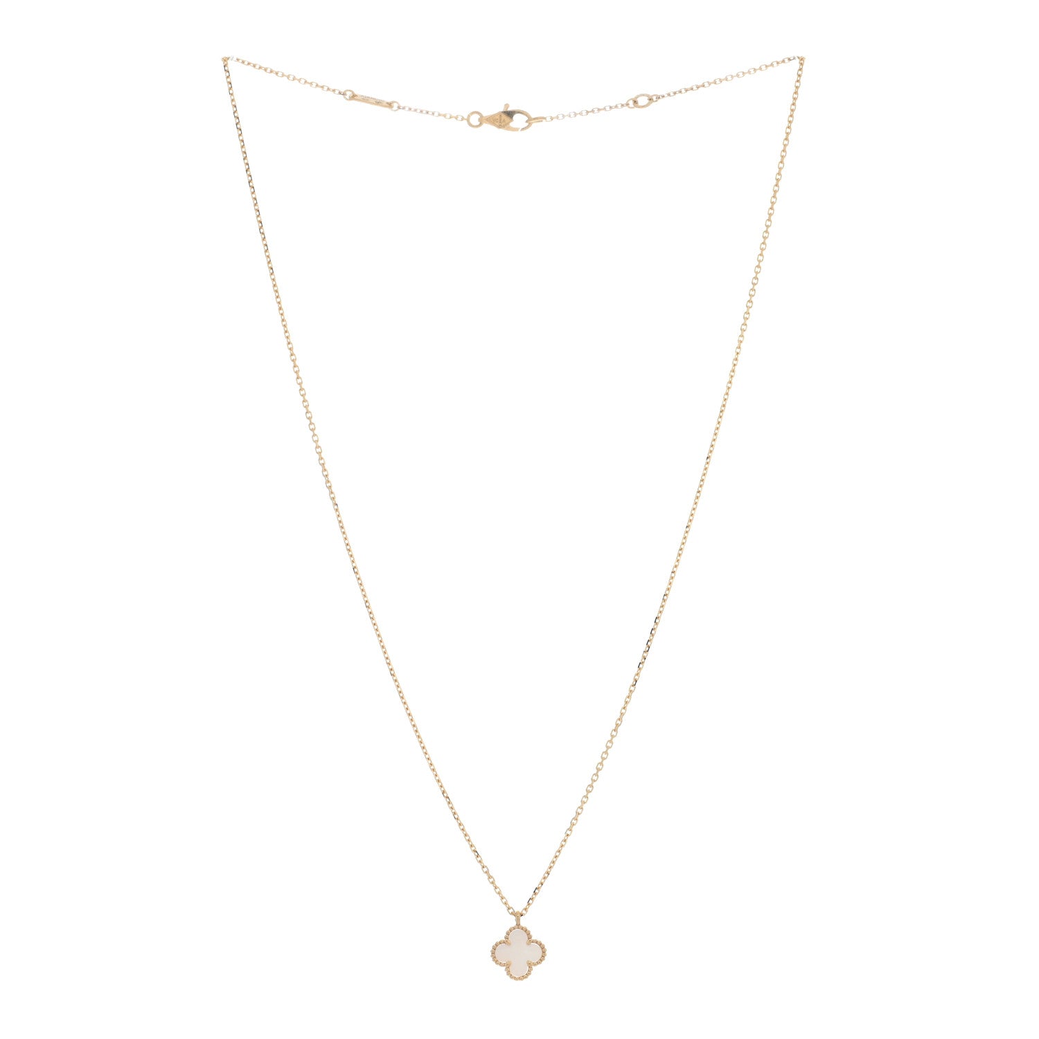 Van Cleef & Arpels 18K Yellow Gold Mother of Pearl Sweet Alhambra Pendant Necklace 3 of 4