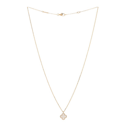 Van Cleef & Arpels 18K Yellow Gold Mother of Pearl Sweet Alhambra Pendant Necklace 3 of 4