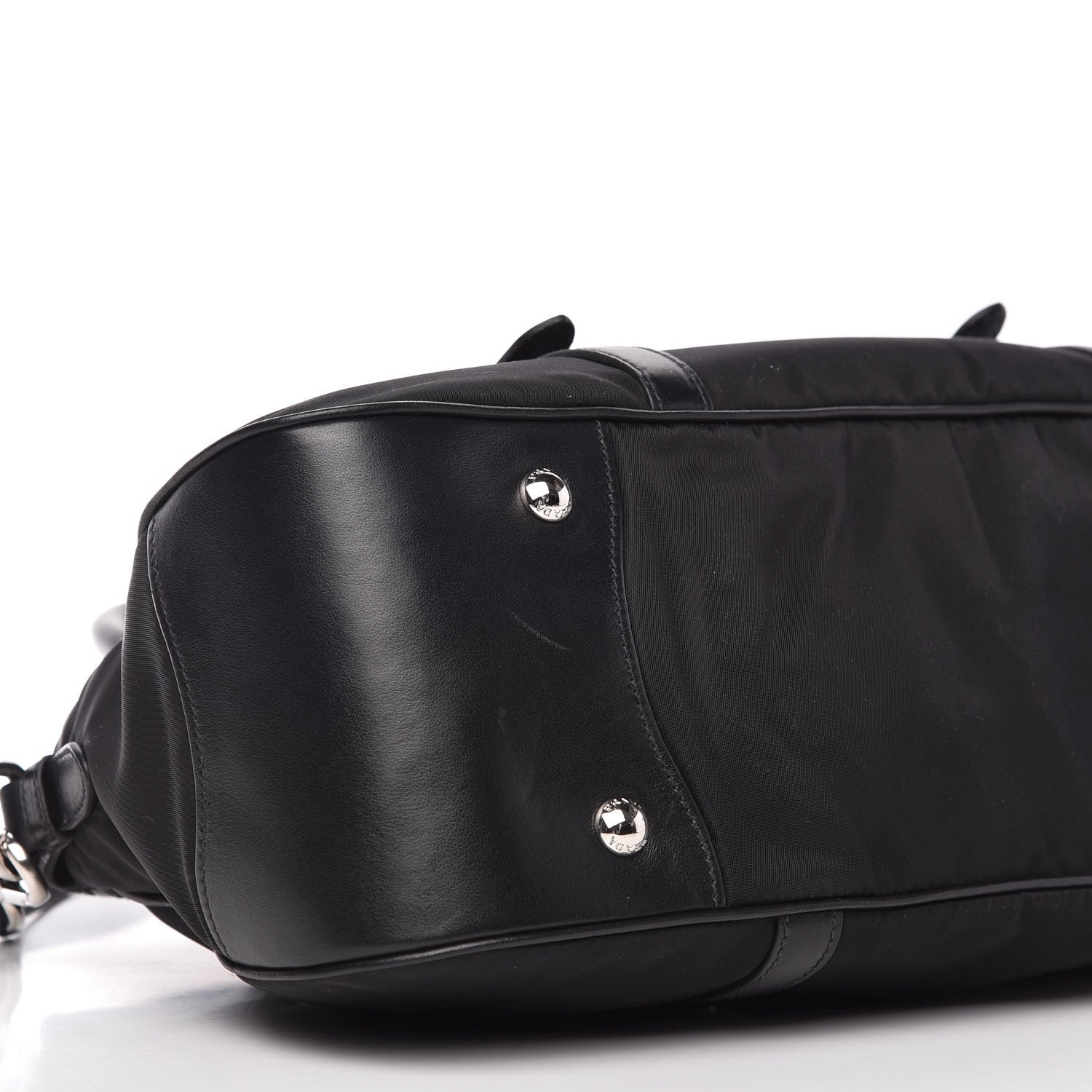 Prada Nylon Tessuto Soft Calf Tote Black 6 of 10