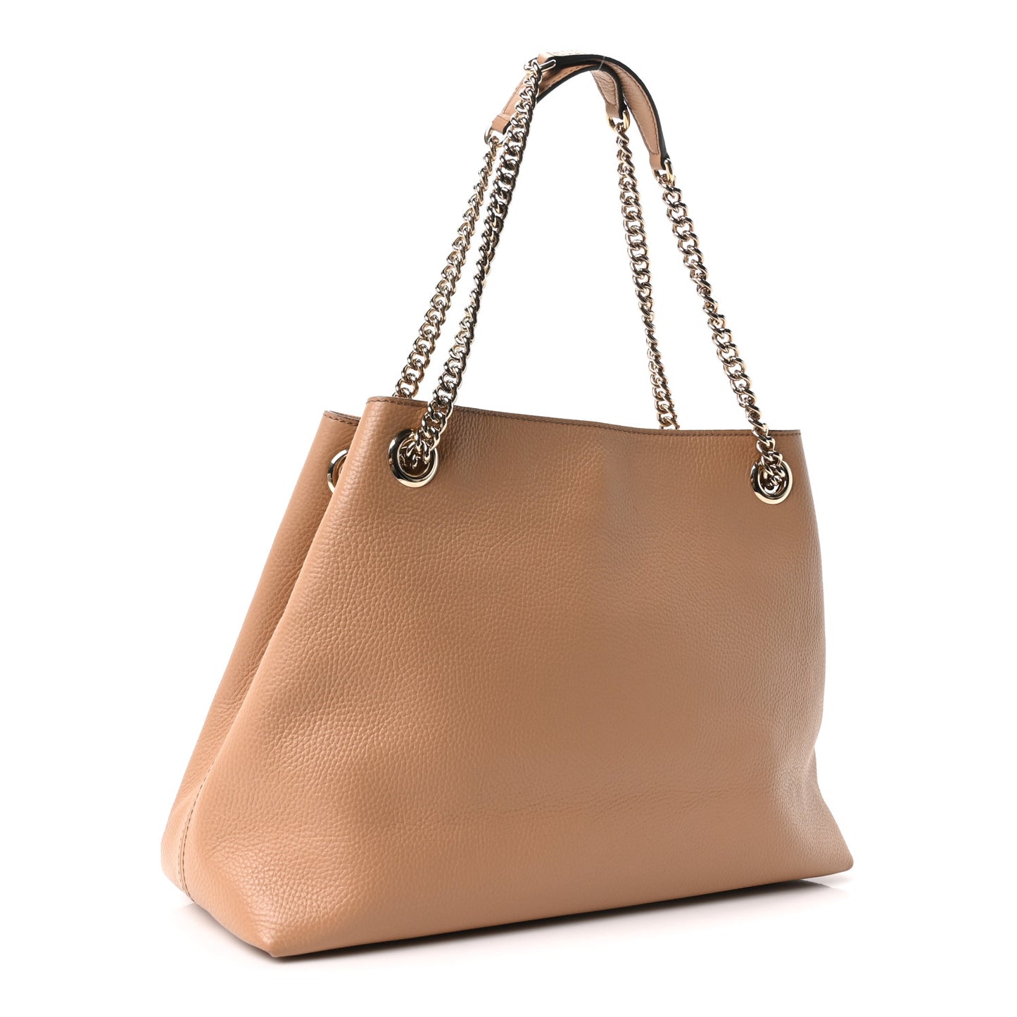 Pebbled Calfskin Medium Soho Chain Shoulder Bag Camelia