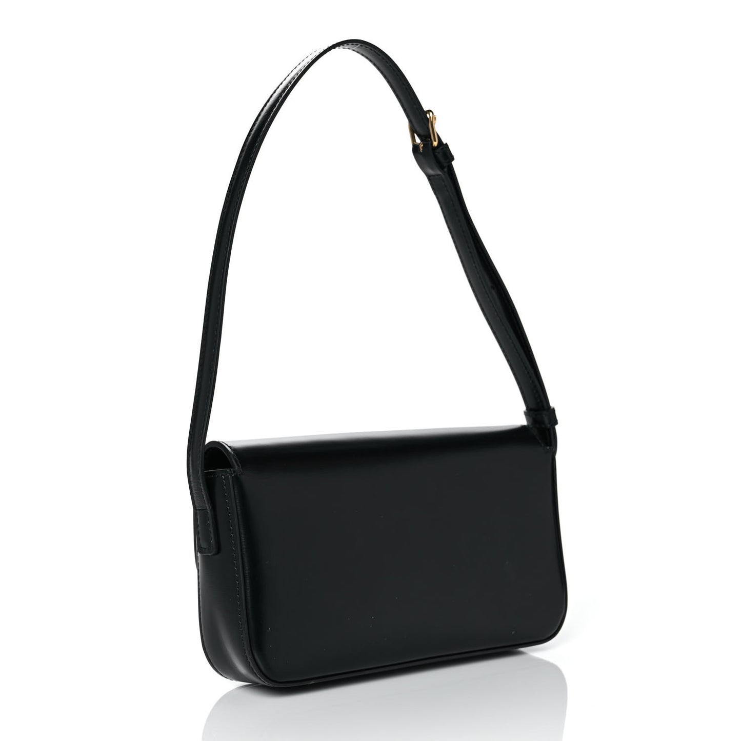 Shiny Calfskin Triomphe Shoulder Bag Black