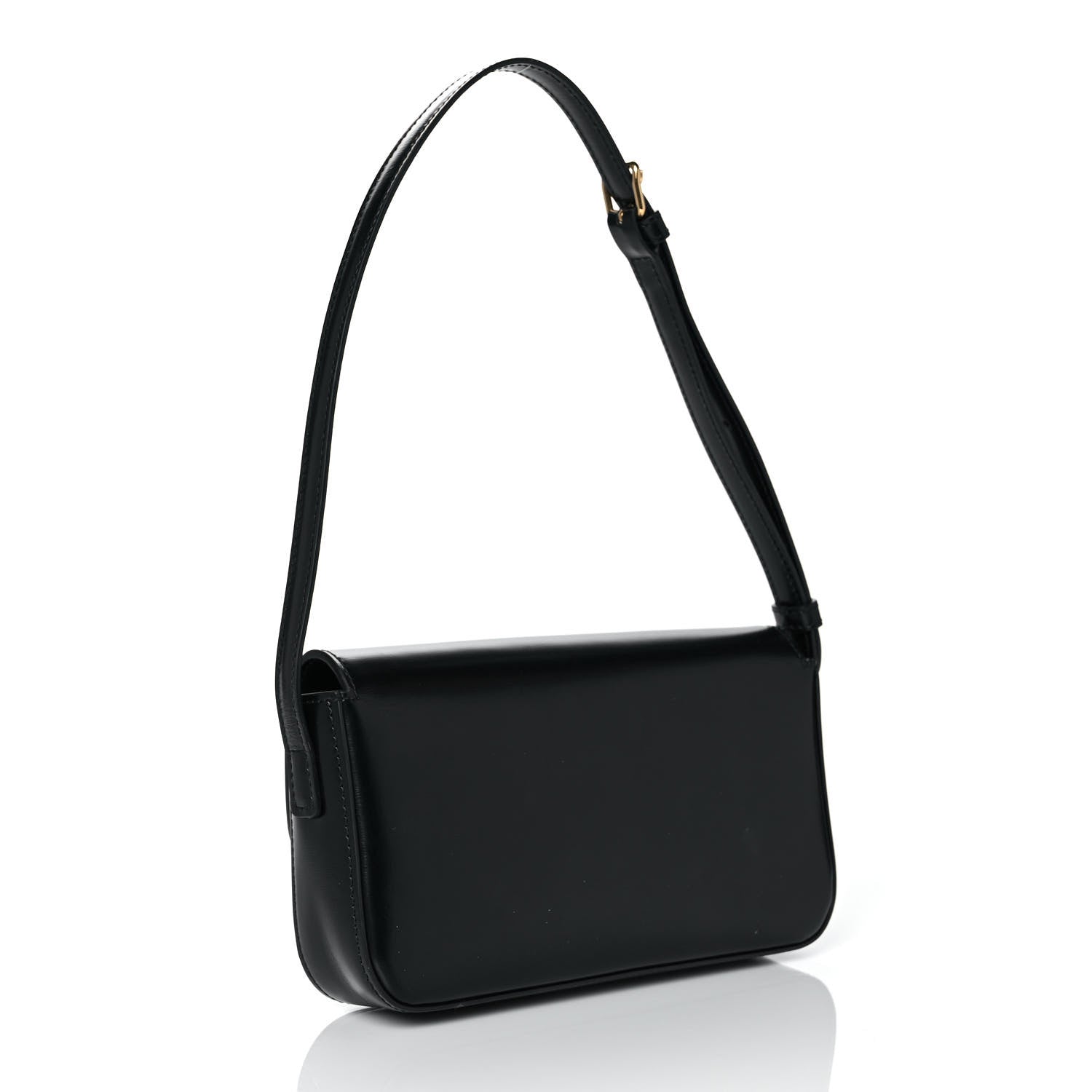 Celine Shiny Calfskin Triomphe Shoulder Bag Black 3 of 10