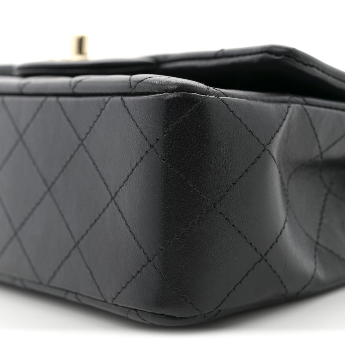 Lambskin Quilted Mini Rectangular Flap Black