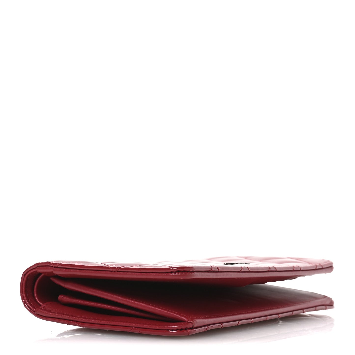 Patent Calfskin Quilted Yen Wallet Red