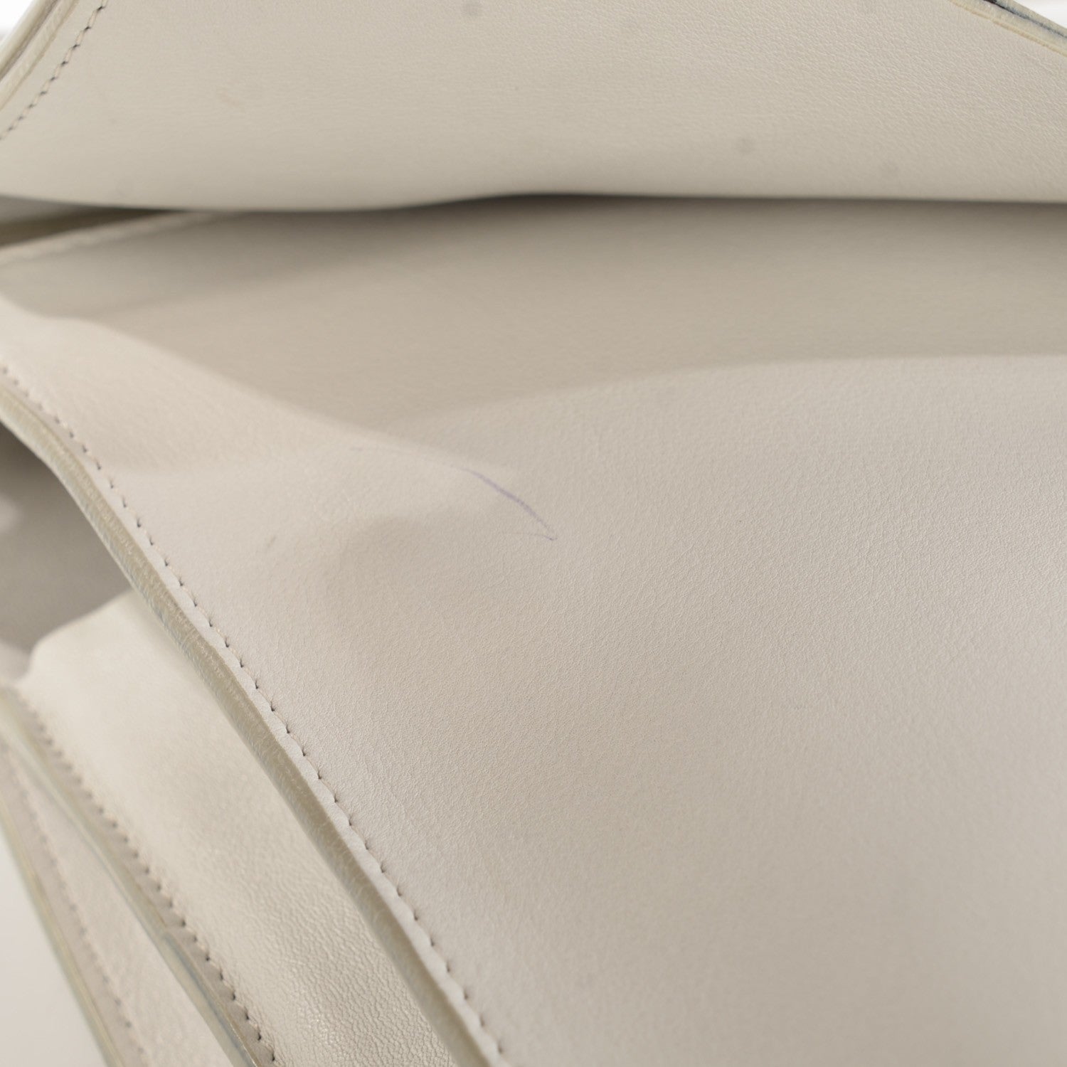 Celine Calfskin Large Clasp Shoulder Bag White 10 of 11