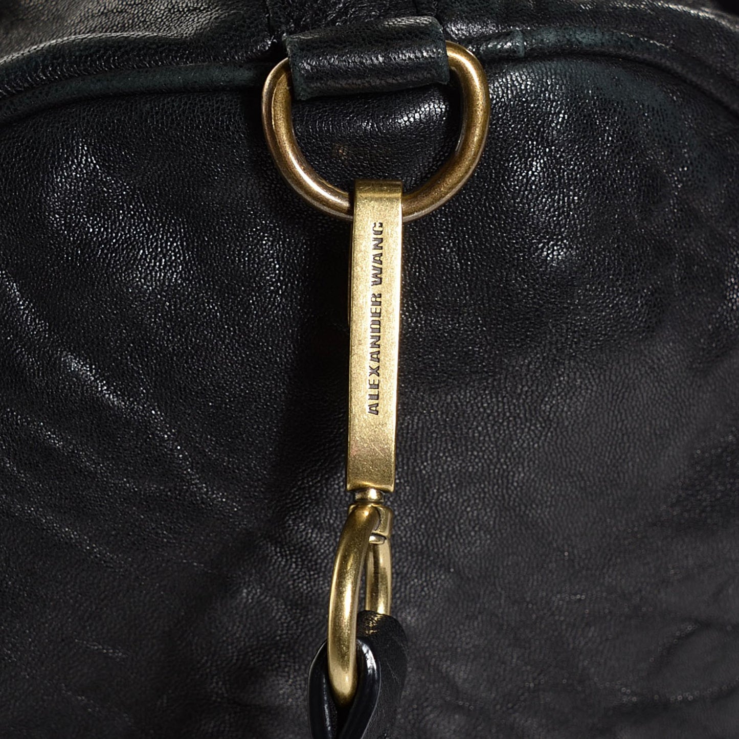 Pebbled Lambskin Rocco Black Antique Brass Hardware