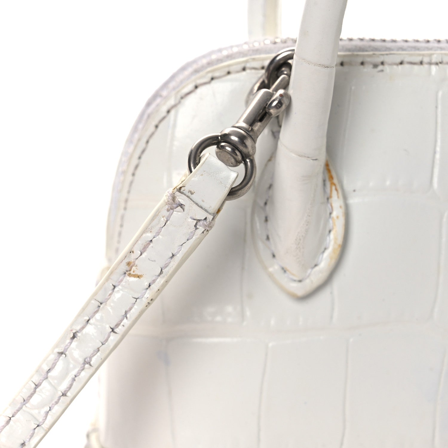Balenciaga Calfskin Logo Crocodile Embossed Mini Ville Top Handle