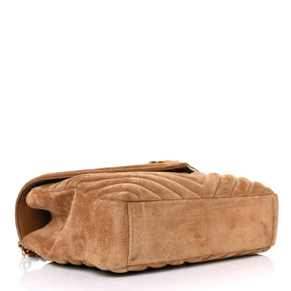 Saint Laurent Suede Matelasse Chevron Monogram Medium College Bag Cinnamon 4 of 22